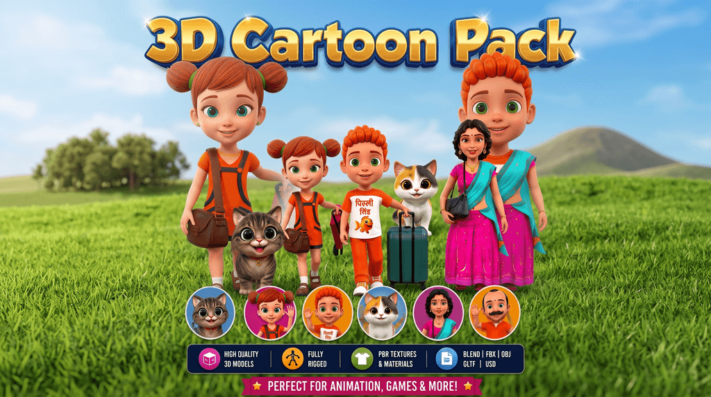 Smiling 3D cartoon character head