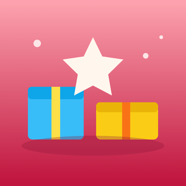 Colourful gift box and star prop pack