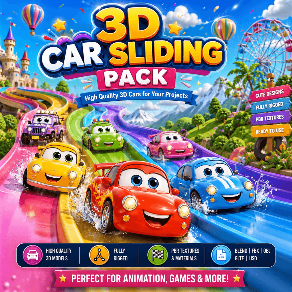 Cartoon cars drifting on a race track seen from above